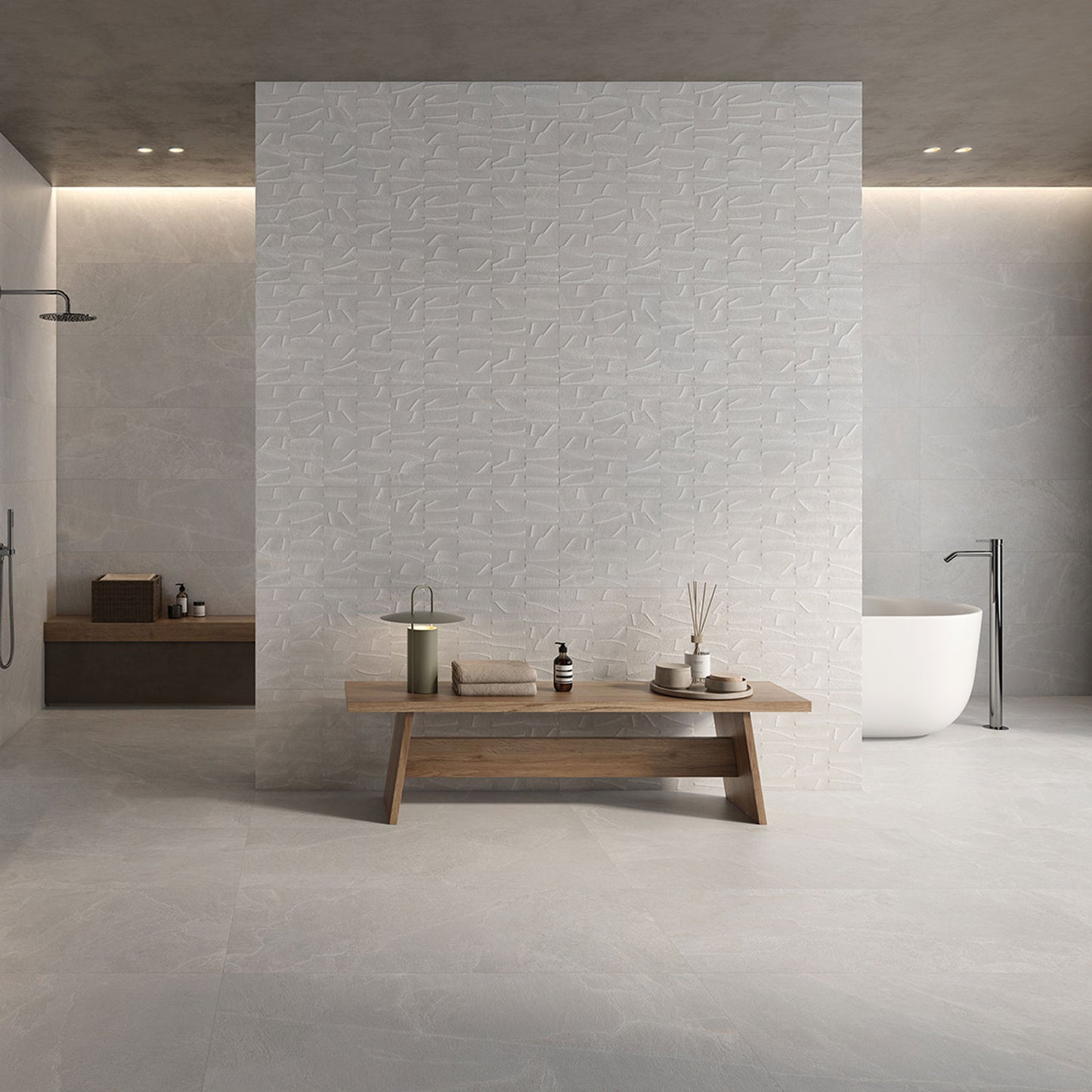 Masaya White Matt Stone Effect Wall & Floor Porcelain Tile