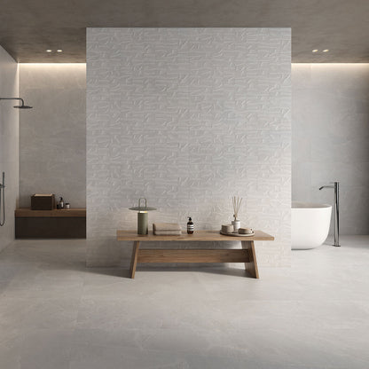 Masaya White Matt Stone Effect Wall & Floor Porcelain Tile