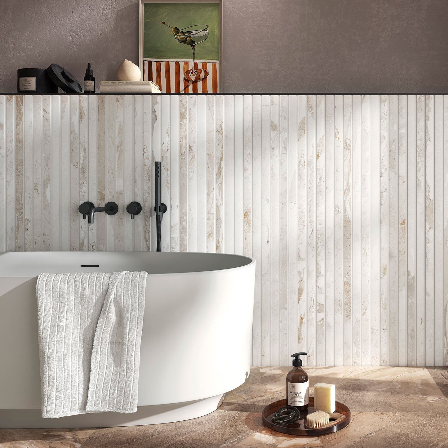 Milled Blend White Matt Finish Marble Effect Decor Tile
