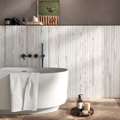 Milled Blend White Matt Finish Marble Effect Decor Tile