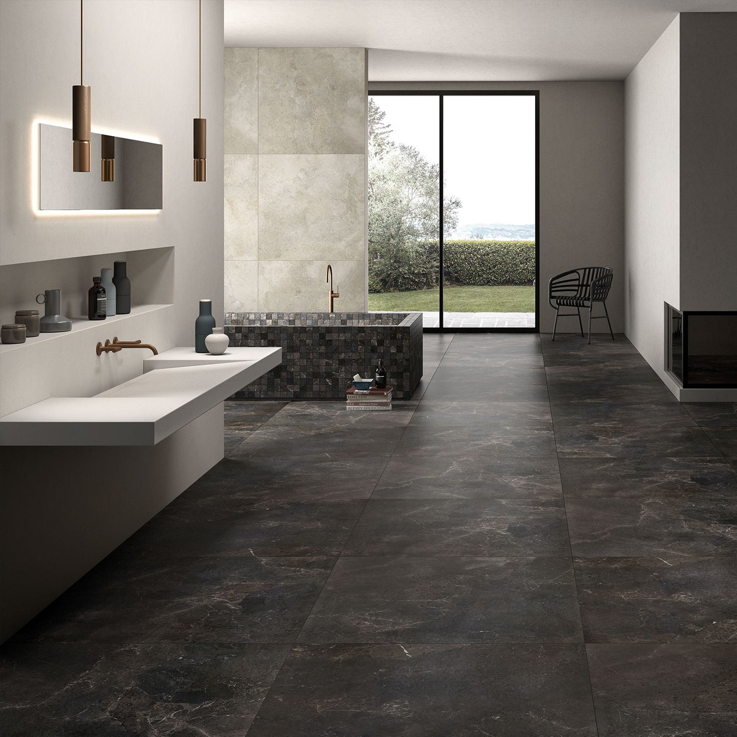 Black Diamond Stone Effect Wall & Floor Porcelain Tile