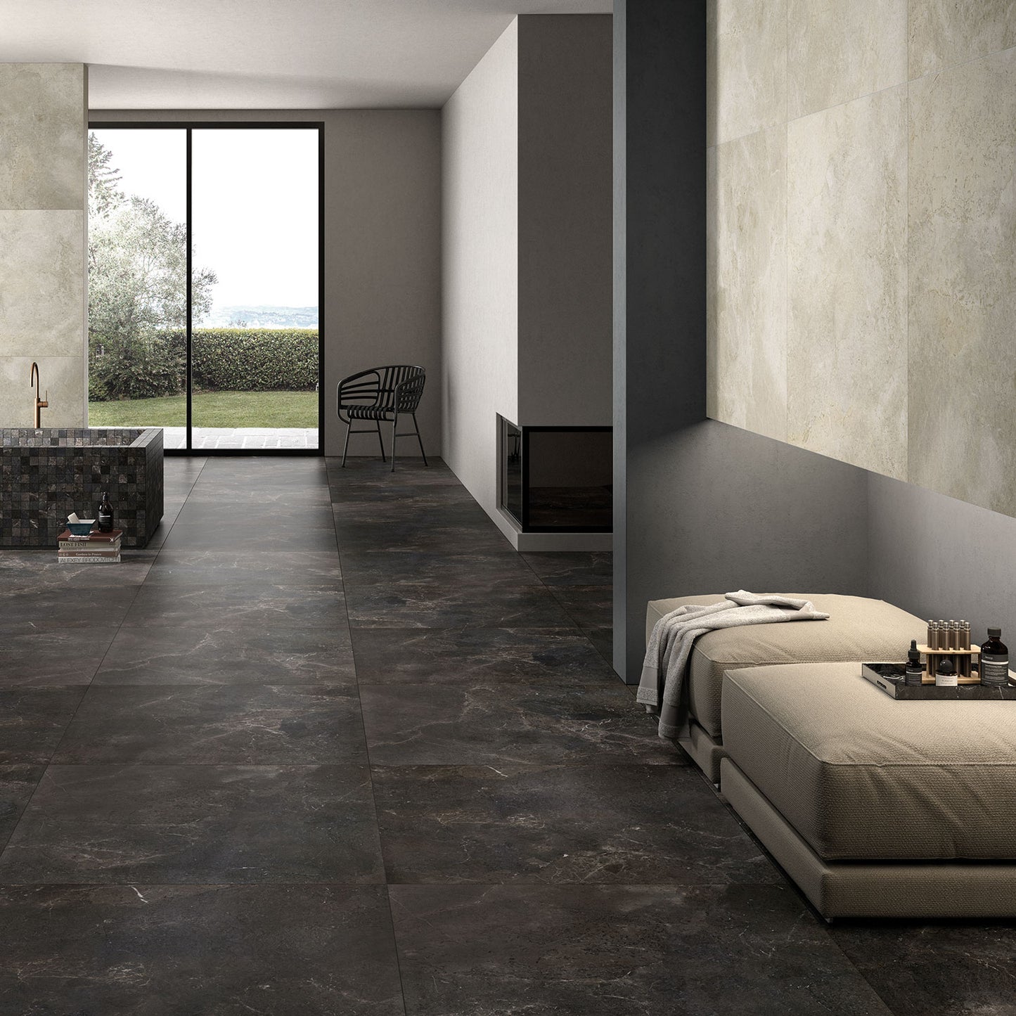 Black Diamond Stone Effect Wall & Floor Porcelain Tile