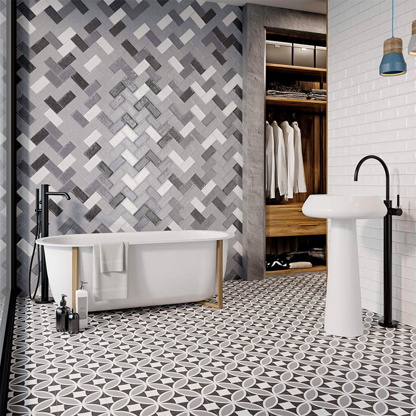 Olympia Grey Matt Finish Pattern Tile