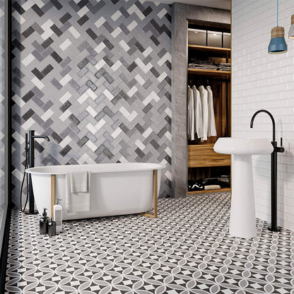 Olympia Grey Matt Finish Pattern Tile