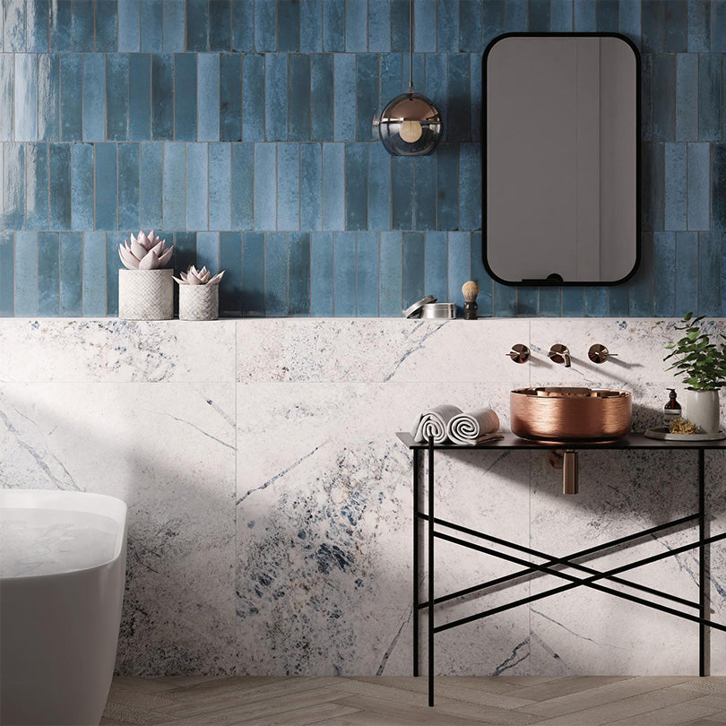 Opulent Baikal Blue Satin Matt Finish Porcelain Tile (Sample)