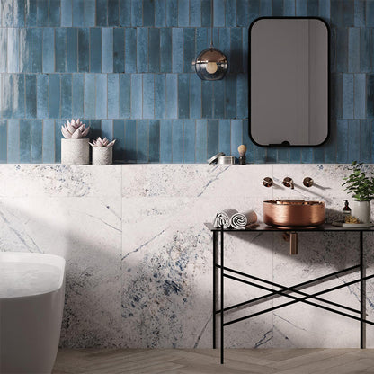 Opulent Baikal Blue Satin Matt Finish Porcelain Tile (Sample)