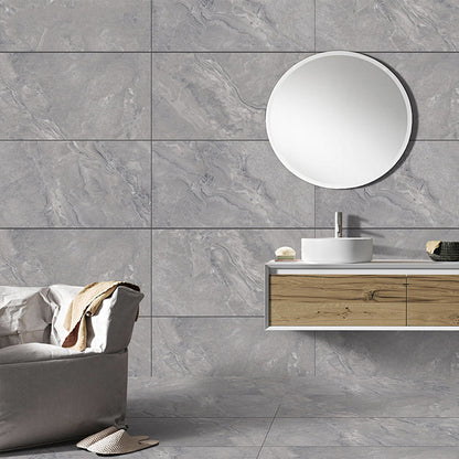 Ornate Grey Polished Porcelain Wall And Floor Tiles (Sample)