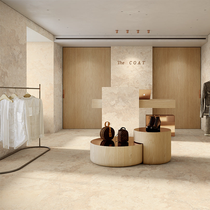 Ovvio Florence Miele Matt Finish Travertine Effect Porcelain Tile