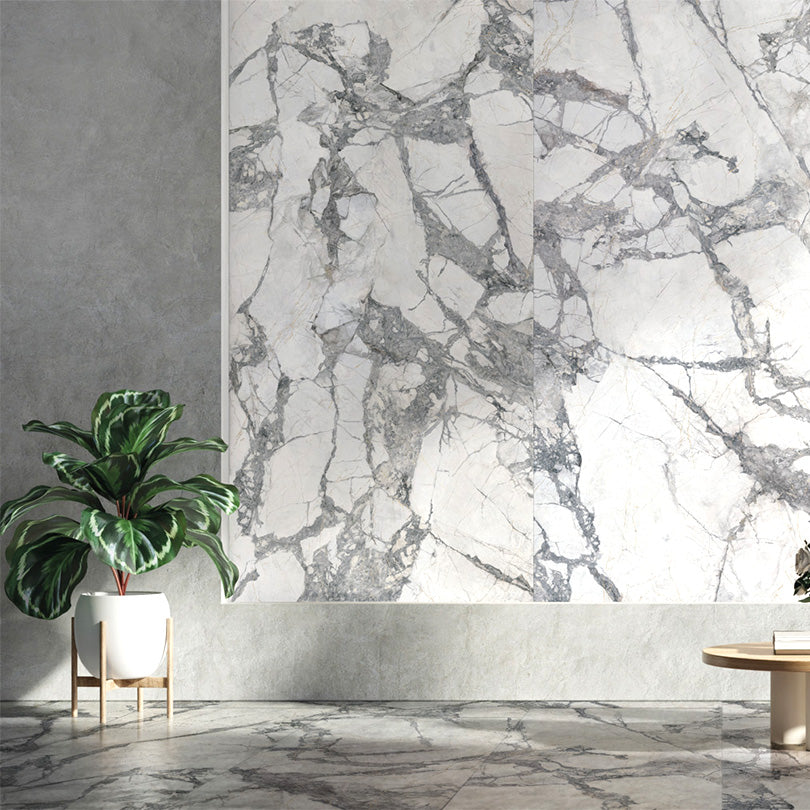 Ovvio Invisible Grey Marble Effect Matt Finish Porcelain Tile (Sample)