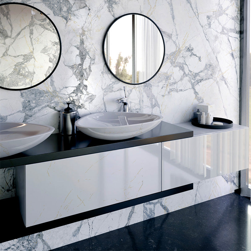 Ovvio Invisible Grey Marble Effect Matt Finish Porcelain Tile (Sample)