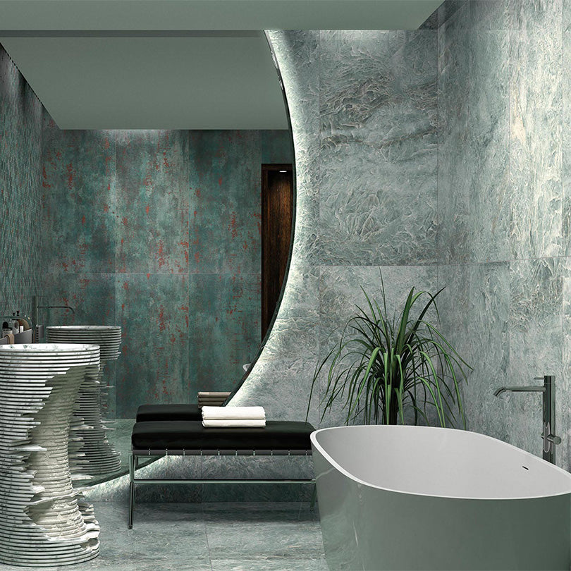 Ovvio Metal Sea Green Lapatto Matt Finish Porcelain Tile