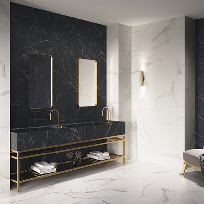 Ovvio Night Lux Black and Gold Marble Effect Matt Porcelain Tile (Sample)