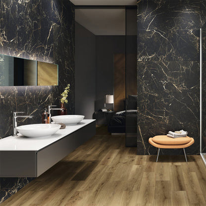 Ovvio Night Lux Black and Gold Marble Effect Matt Porcelain Tile (Sample)