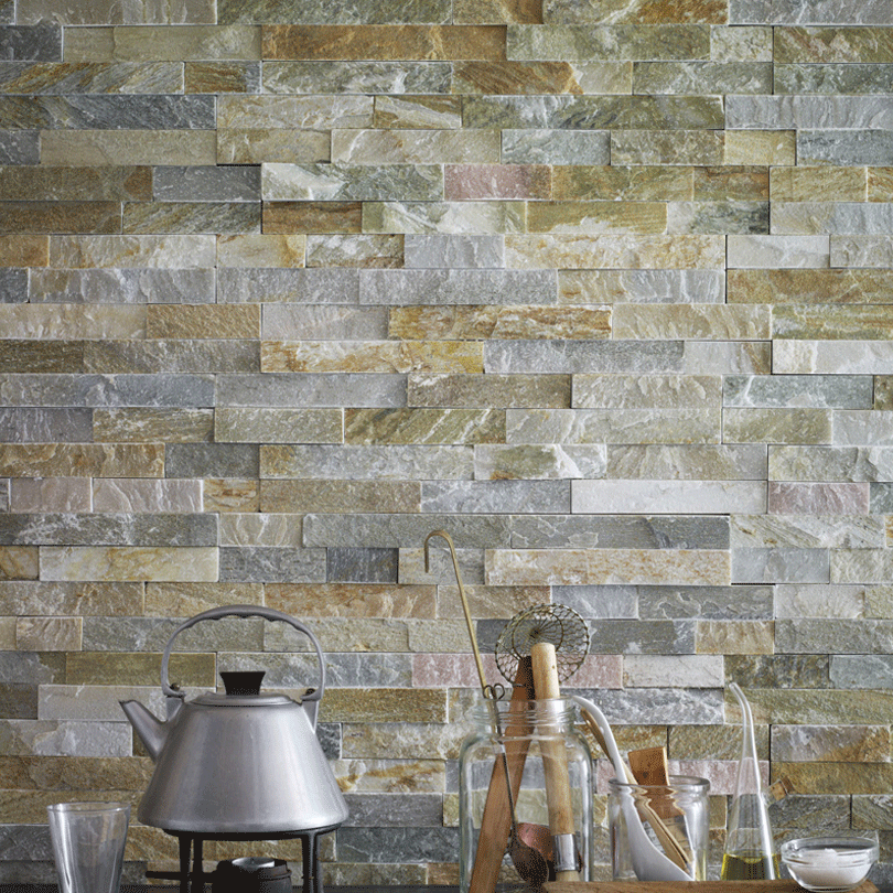 Quartzite Oyster Random Beige Brick Split Face Mosaic Tile