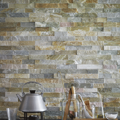 Quartzite Oyster Random Beige Brick Split Face Mosaic Tile