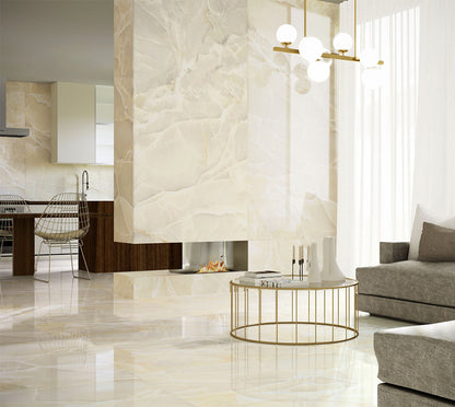 Prestige Sable Beige Onyx Effect Polished Porcelain Tile (Sample)