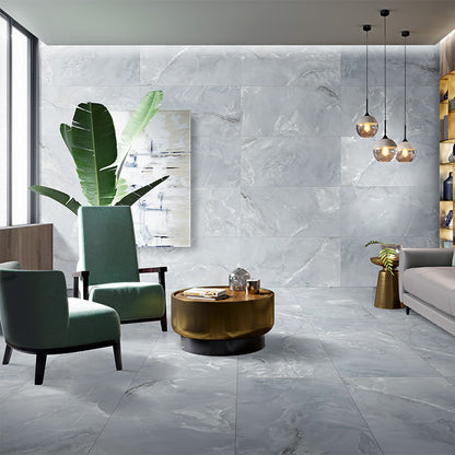 Prestige Silk Onyx Effect Light Blue Matt Finish Porcelain Tile