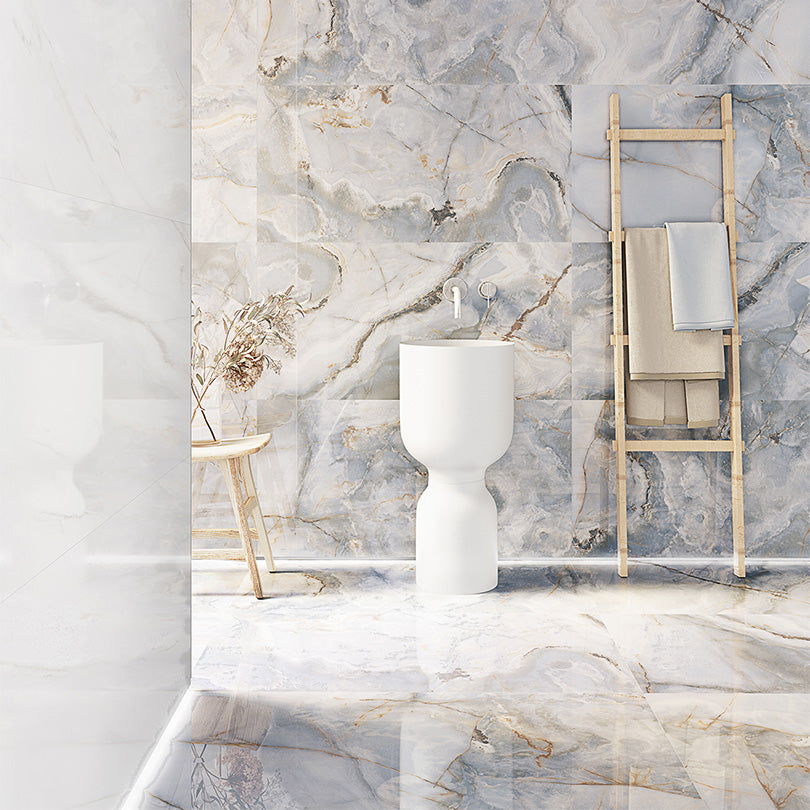 Designo Eunoia Blue Onyx Effect Polished Porcelain Tile
