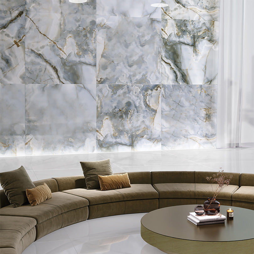 Designo Eunoia Blue Onyx Effect Polished Porcelain Tile