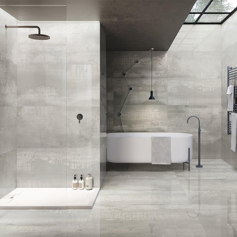 Designo Steel Light Grey Polished Porcelain Tile