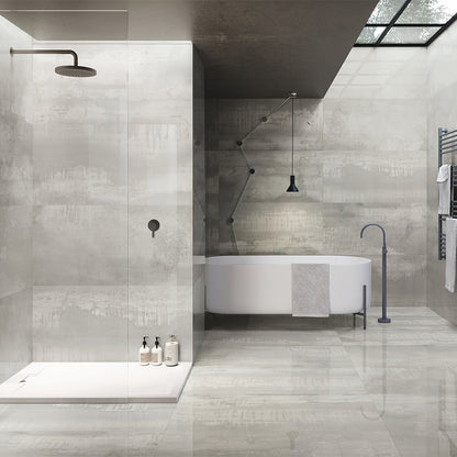 Designo Steel Light Grey Polished Porcelain Tile
