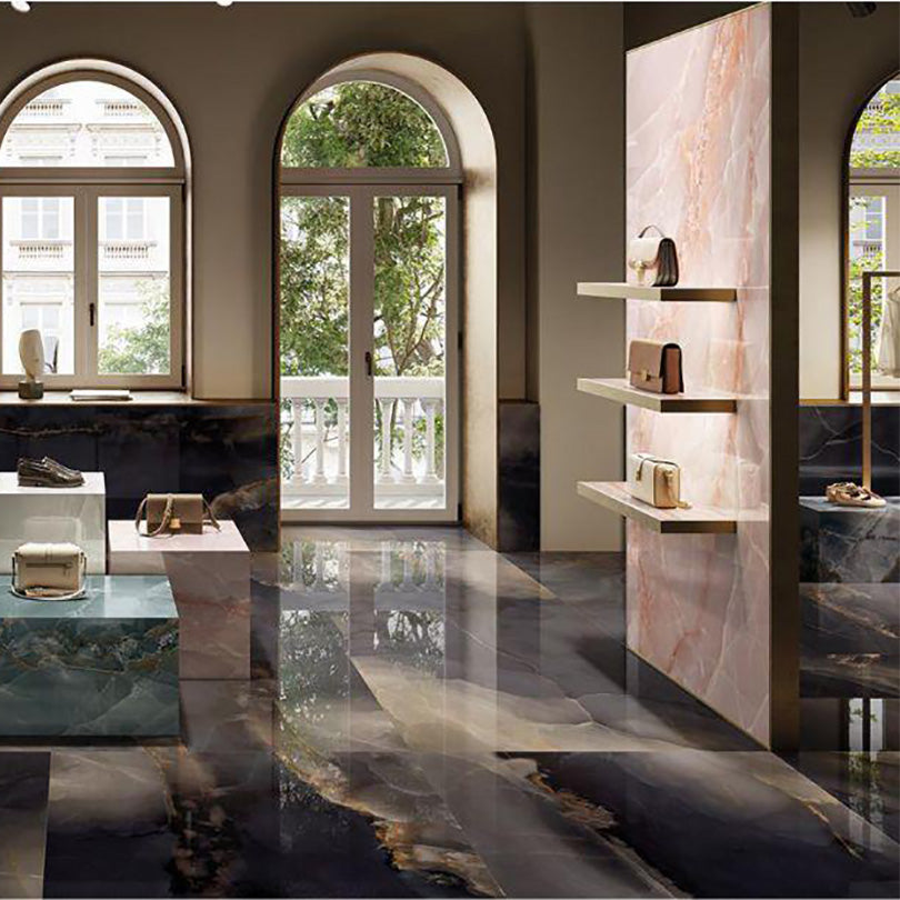 Marmo Onyx Black Polished Porcelain Tile