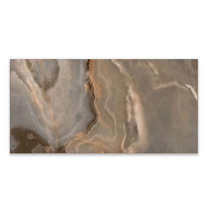 Reve Choco Onyx Effect Polished Porcelain 600x1200 Tile
