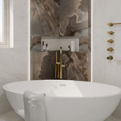 Reve Choco Onyx Effect Polished Porcelain 600x1200 Tile