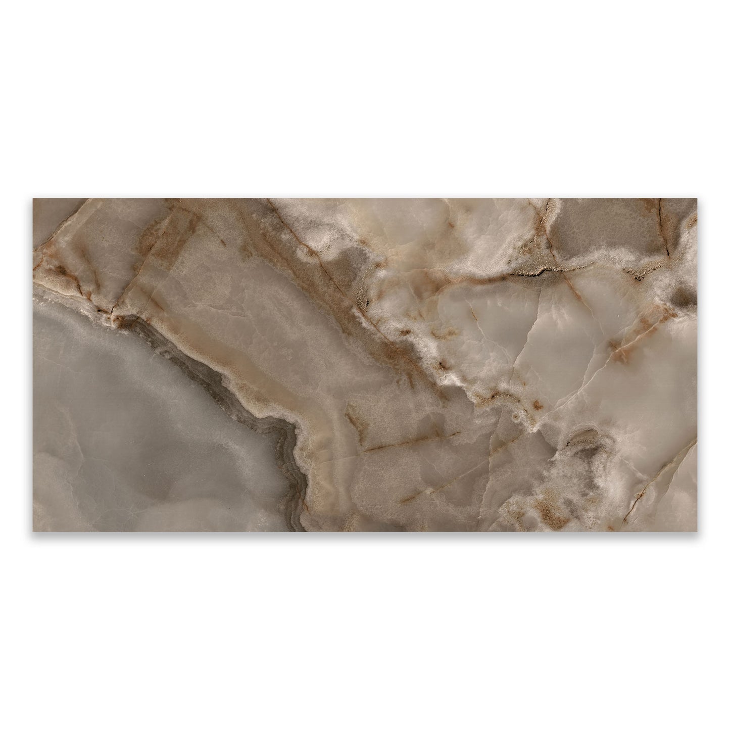 Reve Choco Onyx Effect Polished Porcelain 600x1200 Tile