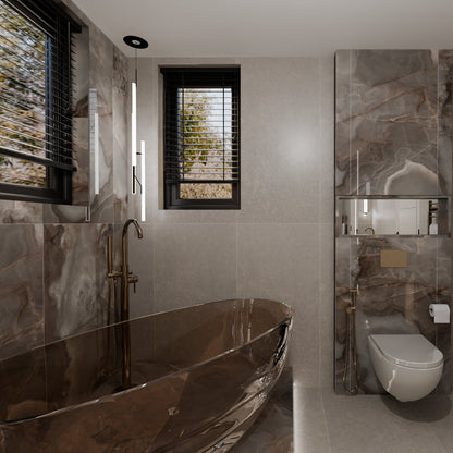 Reve Choco Onyx Effect Polished Porcelain 600x1200 Tile