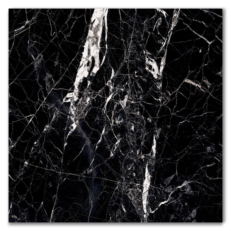 Royal Black & Silver Polished Porcelain Marble Effect Tile