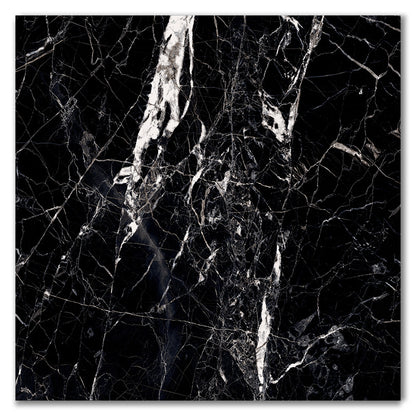Royal Black & Silver Polished Porcelain Marble Effect Tile