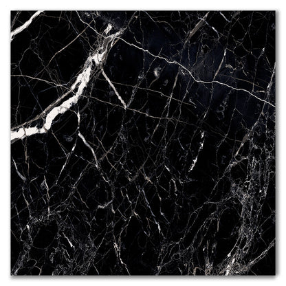 Royal Black & Silver Polished Porcelain Marble Effect Tile