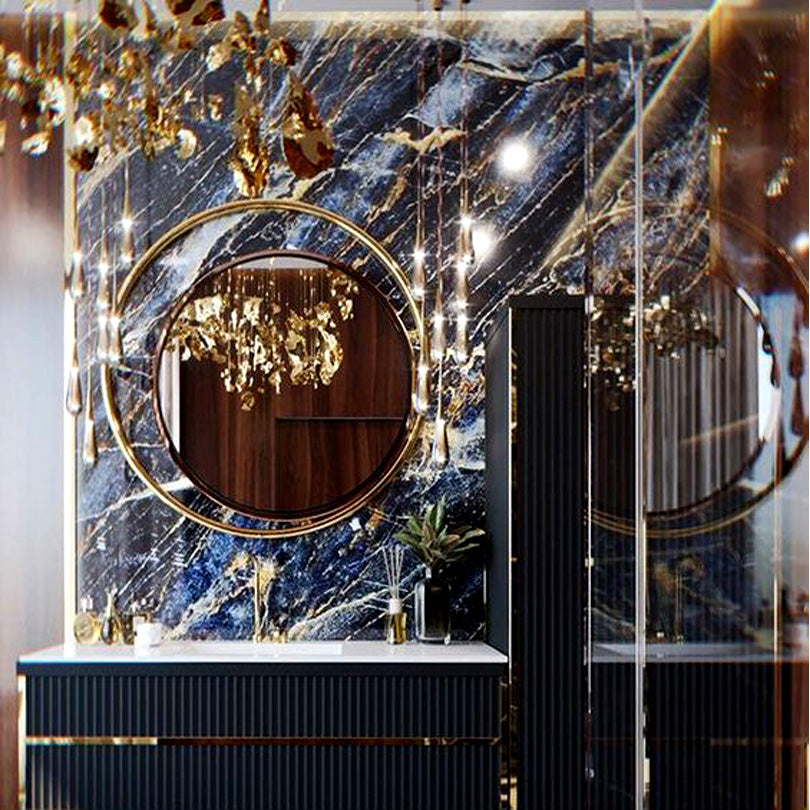 Royal Galaxy Blue Polished Porcelain Marble Effect Tile