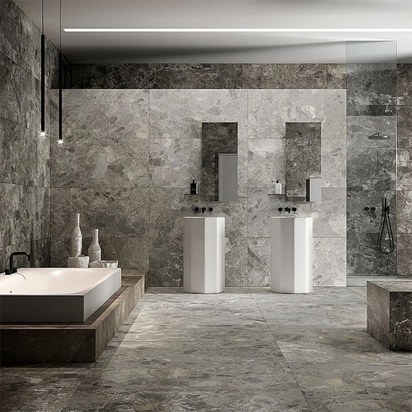Scintillante Mun Dark Grey Sugar Effect Porcelain Tile (Sample)