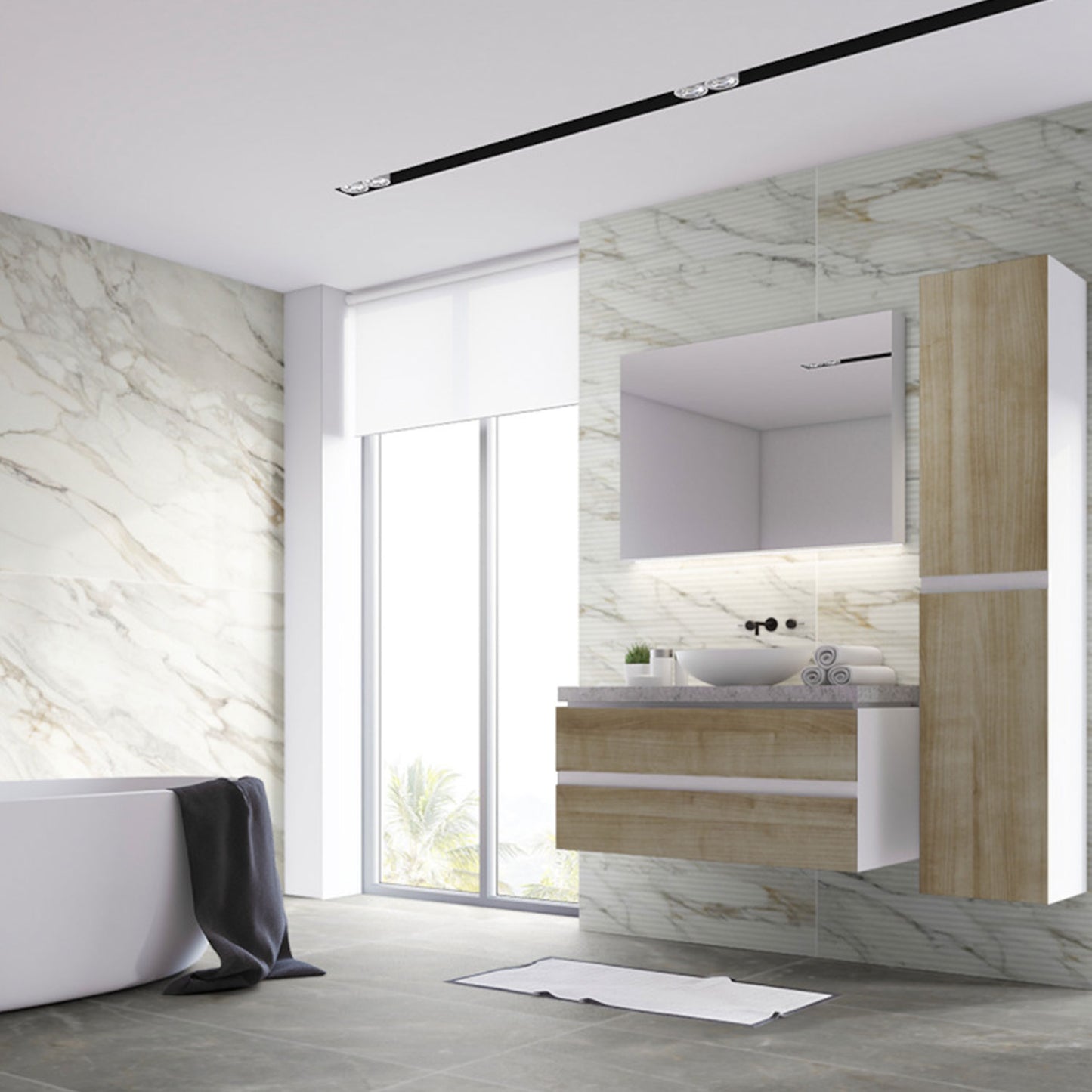 Spektra Fluted Deco White Marble Effect Wall Tile