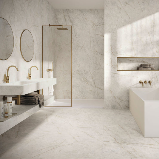 Taj Mahal Onyx Look Matt Finish Ivory Cream Porcelain Wall & Floor Tile