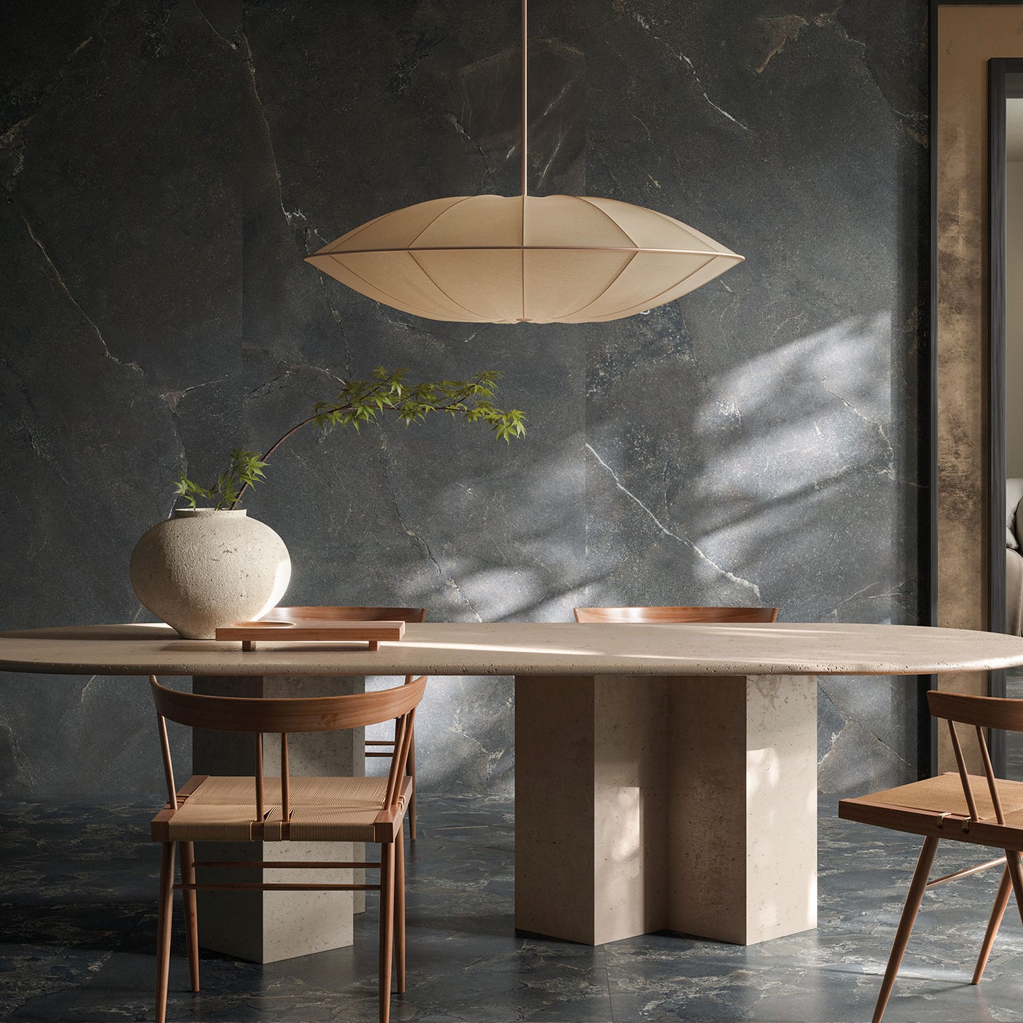 Cobblestone Black Stone Effect Porcelain Wall & Floor Tile