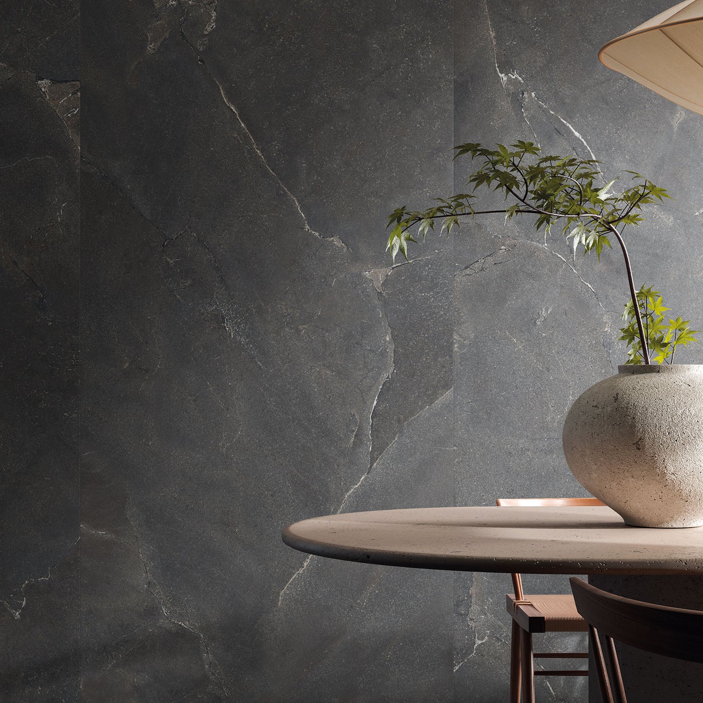 Cobblestone Black Stone Effect Porcelain Wall & Floor Tile