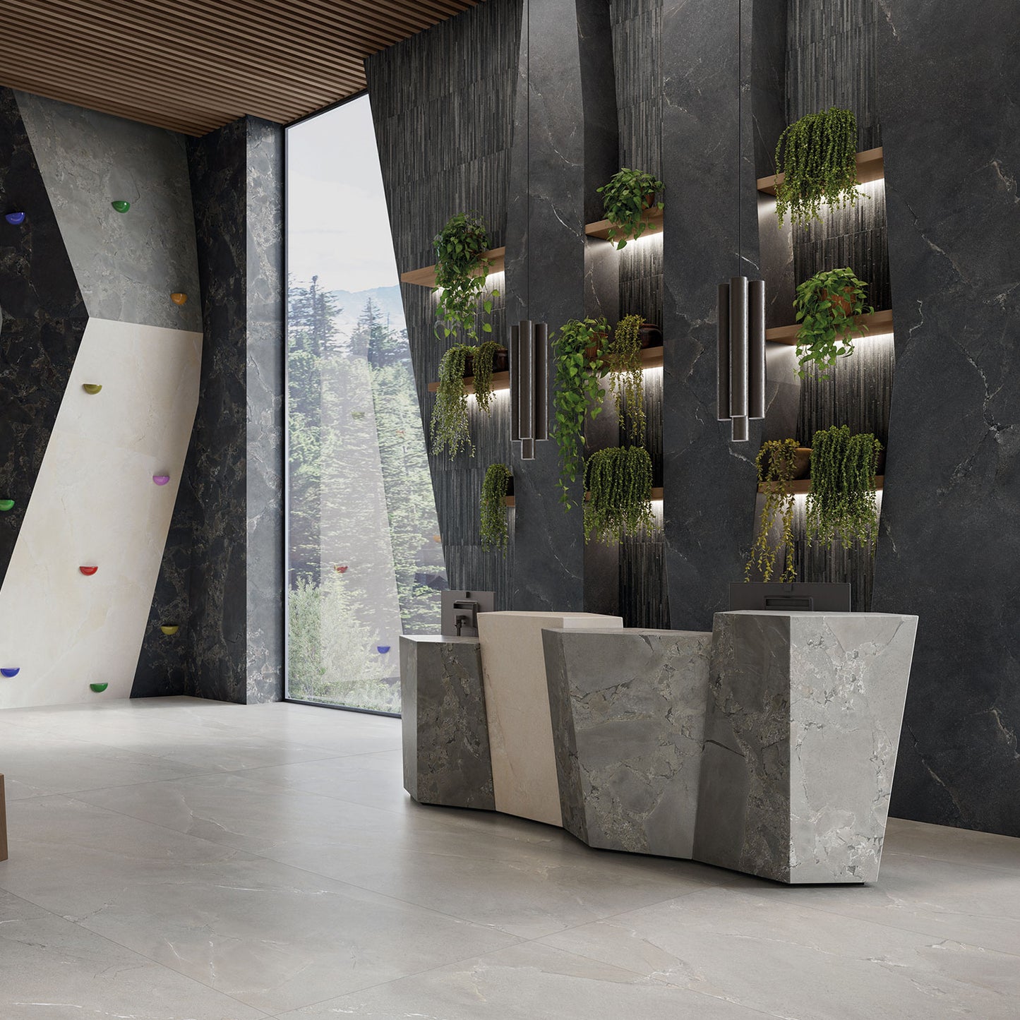 Cobblestone Black Stone Effect Porcelain Wall & Floor Tile