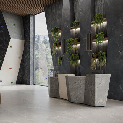 Cobblestone Black Stone Effect Porcelain Wall & Floor Tile