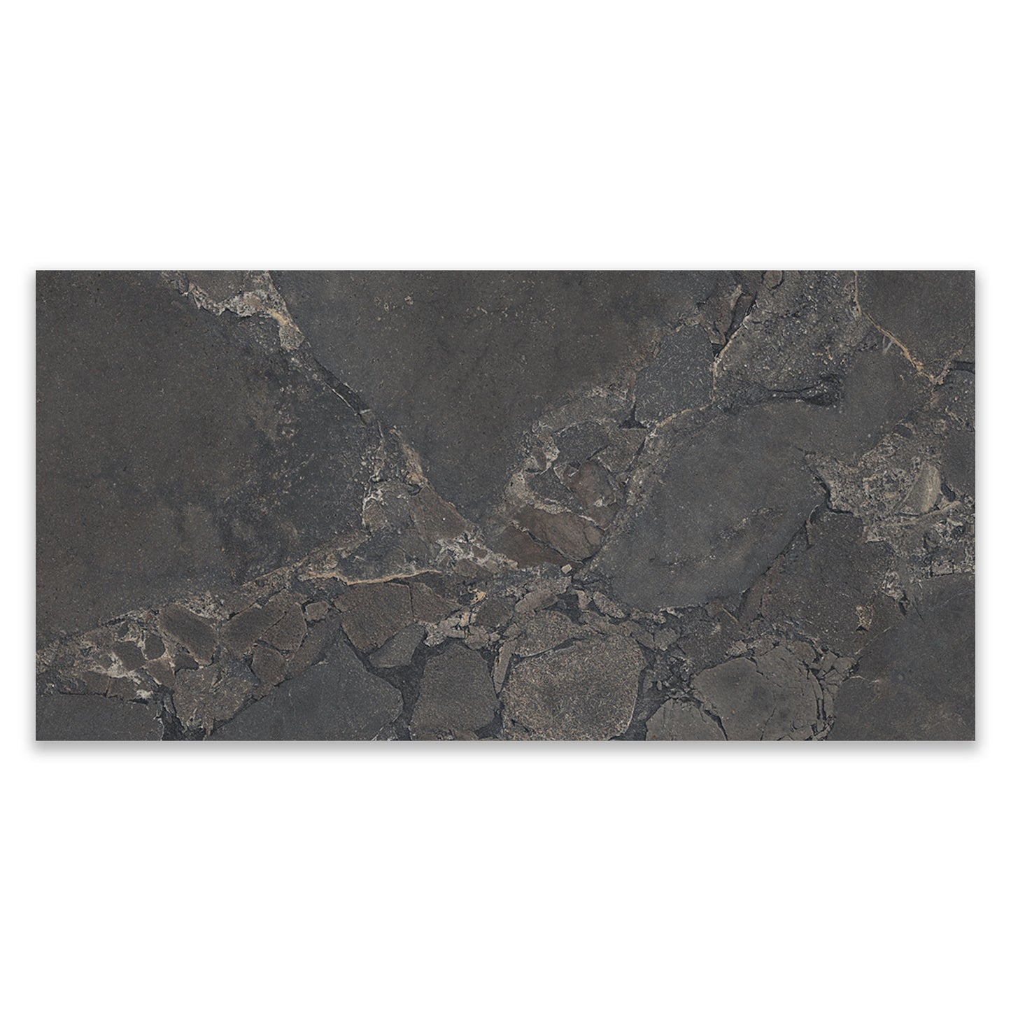 Cobblestone Black Stone Effect Porcelain Wall & Floor Tile