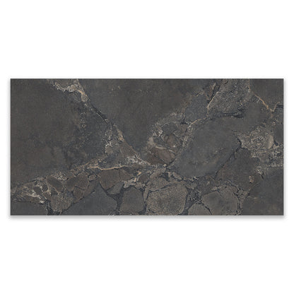 Cobblestone Black Stone Effect Porcelain Wall & Floor Tile