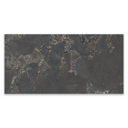 Cobblestone Black Stone Effect Porcelain Wall & Floor Tile