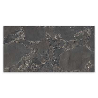 Cobblestone Black Stone Effect Porcelain Wall & Floor Tile