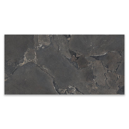Cobblestone Black Stone Effect Porcelain Wall & Floor Tile