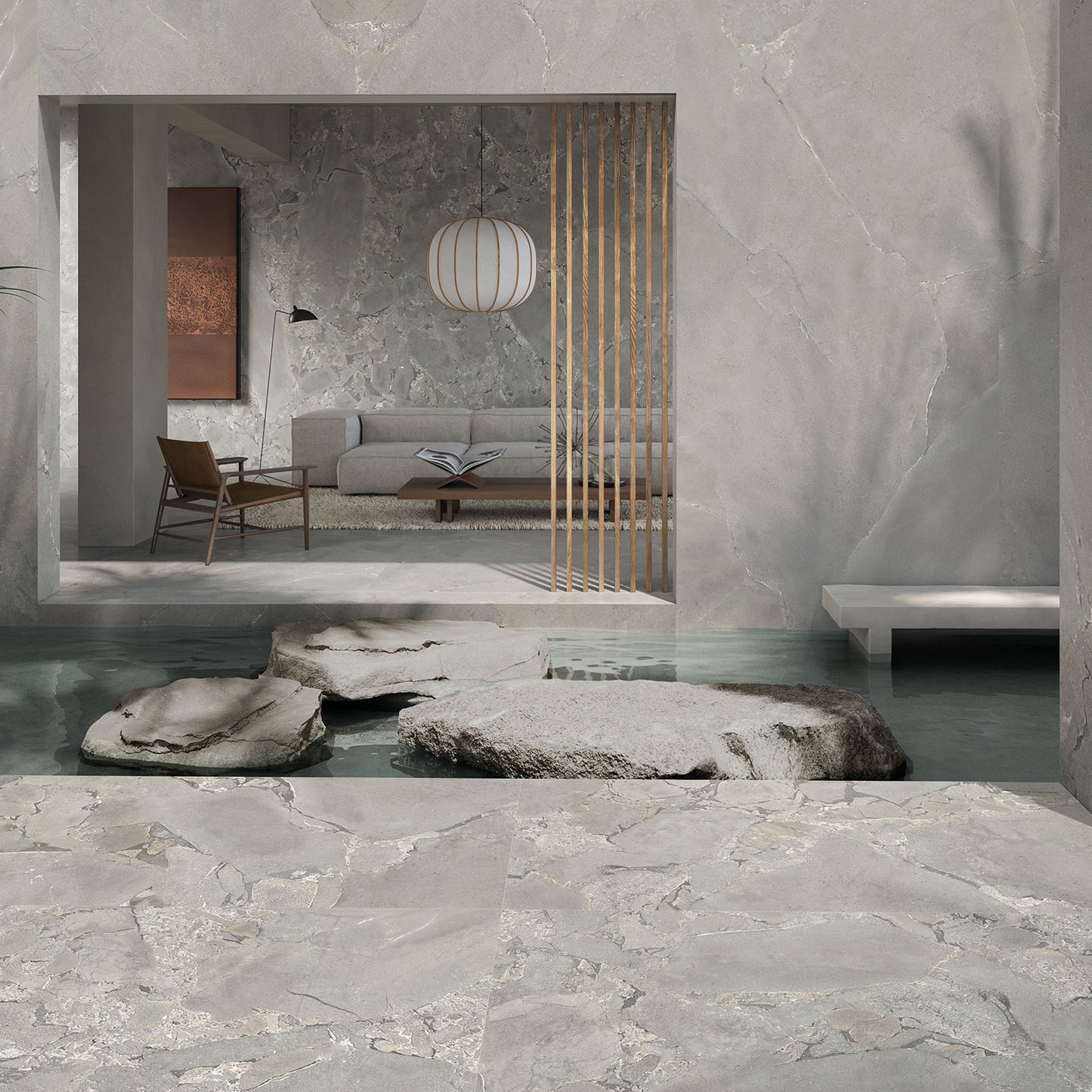 Cobblestone Grey Stone Effect Porcelain Wall & Floor Tile