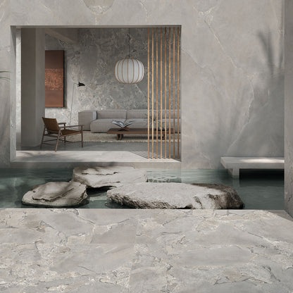 Cobblestone Grey Stone Effect Porcelain Wall & Floor Tile