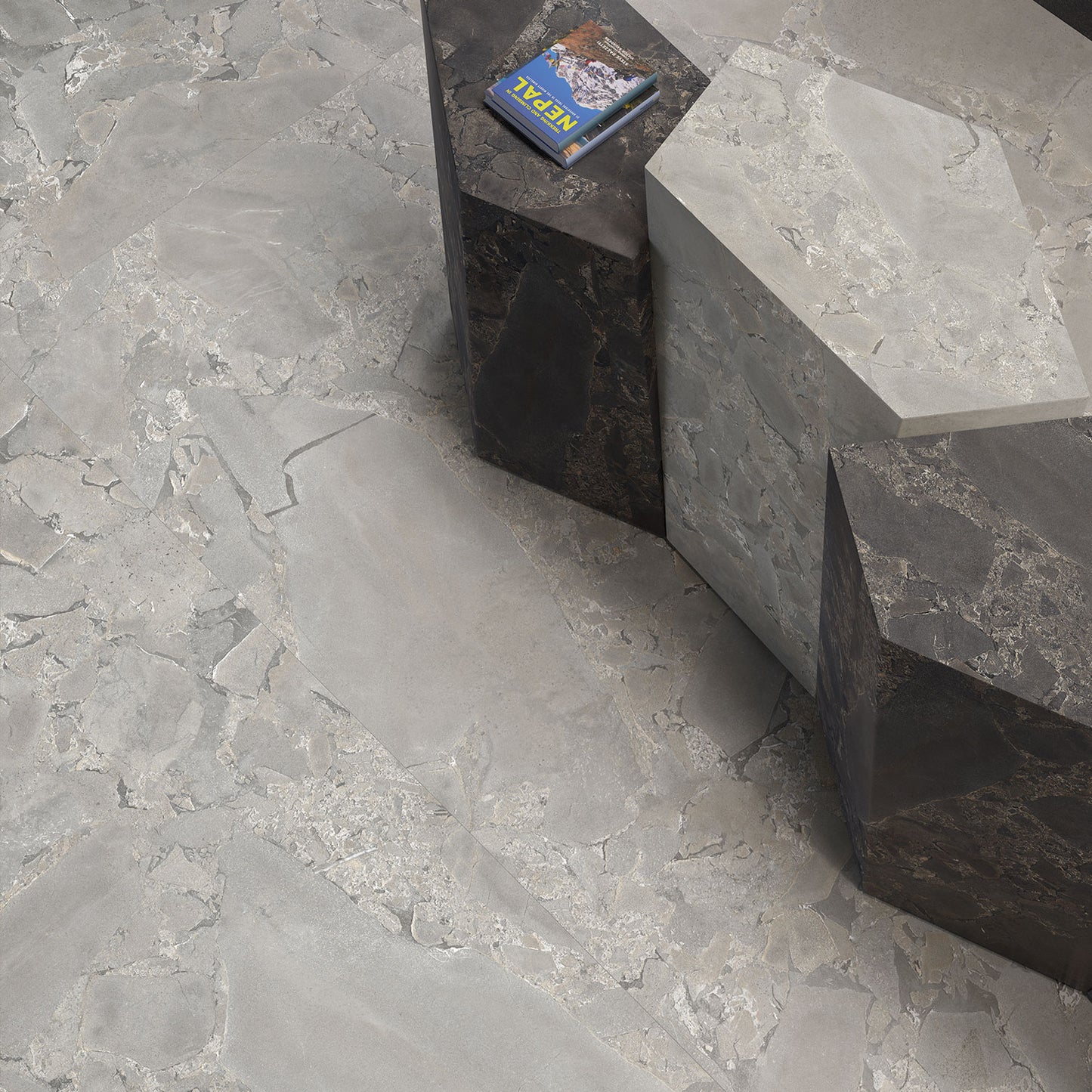 Cobblestone Grey Stone Effect Porcelain Wall & Floor Tile