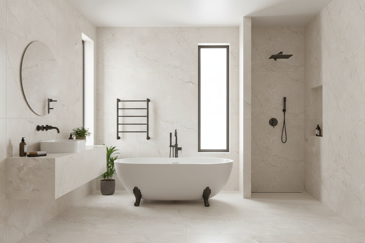 Venitian Bianco Polished Porcelain Marble Stone Effect Tile
